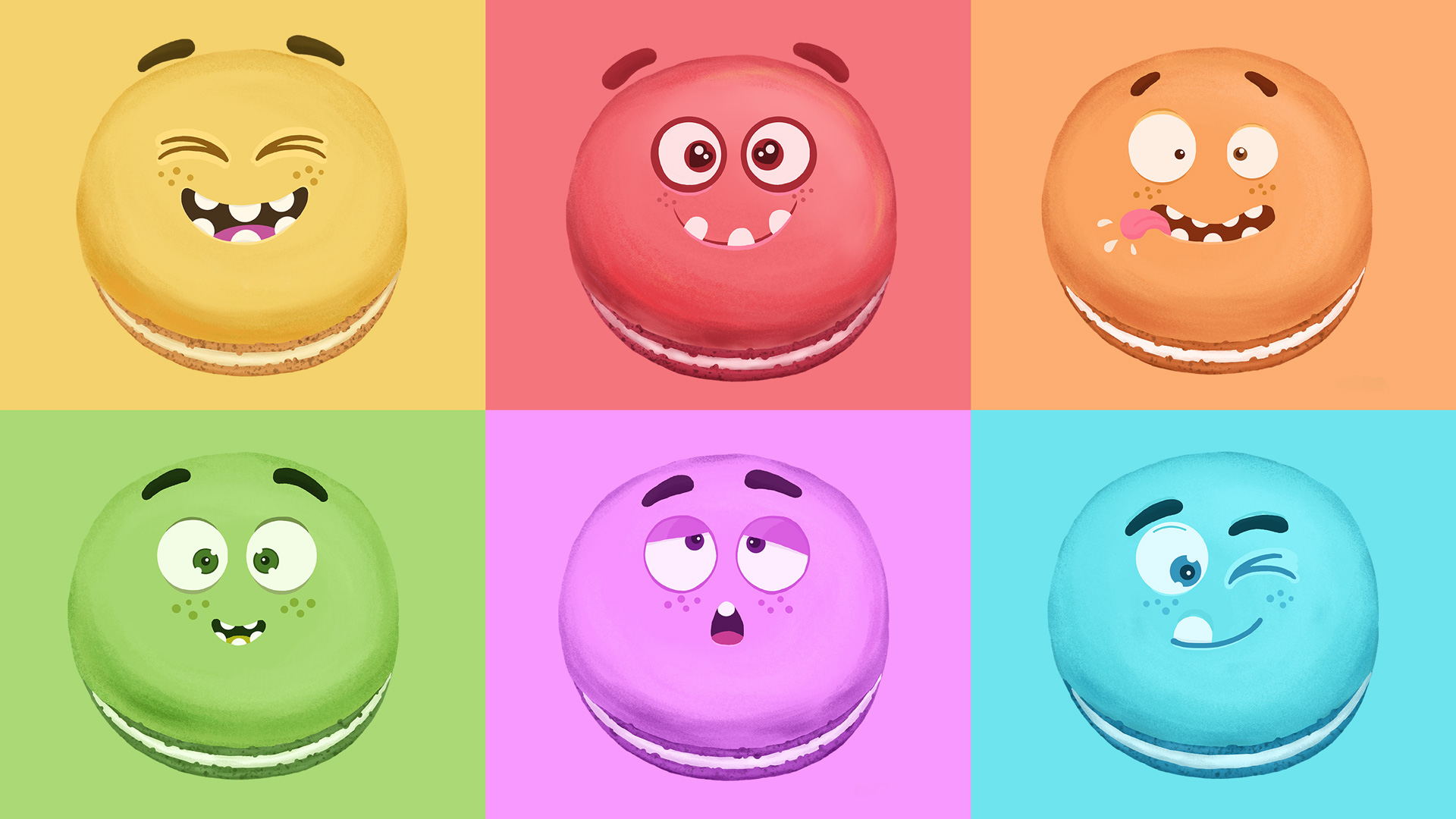 馬卡龍蛋糕：色彩繽紛、表情好玩